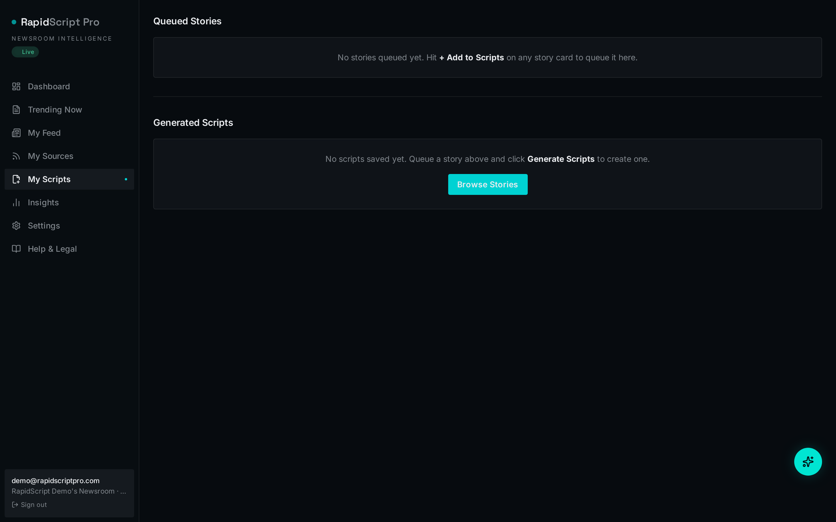 RapidScript Pro Script studio screen